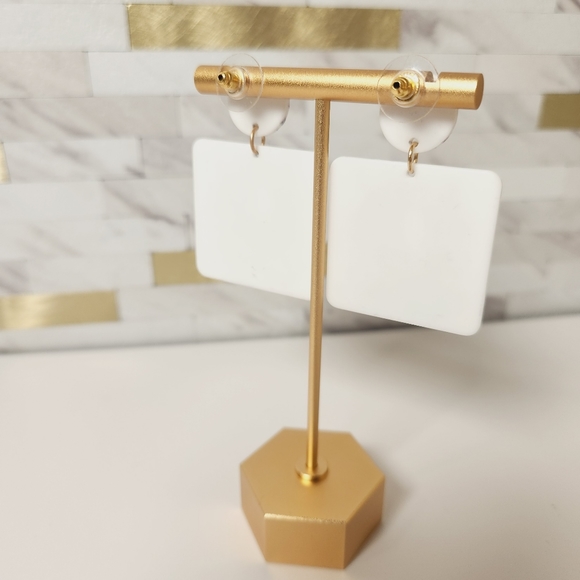 Geometric Tiger Acetate Drop Earrings - Picture 3 of 4